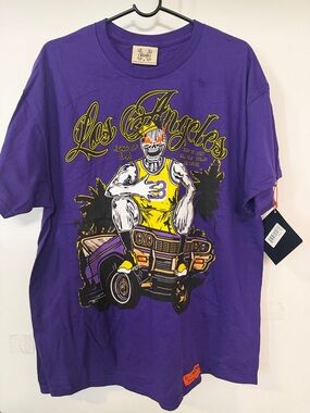 🏀🤴🏽LA🤴🏽🏀 Kobe Bryant King of LA Graphic Tee in Purple by Brand X - Size XL